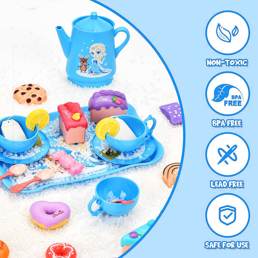 Amplov 44-Piece Princess Tea Party Set for Girls Ages 3-6 Years