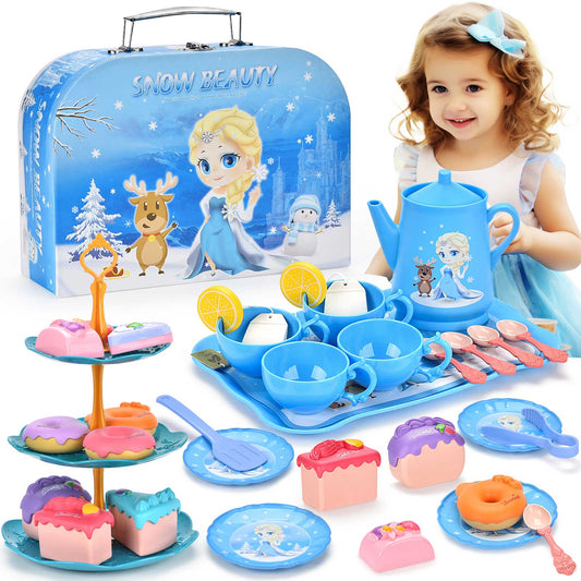 Amplov 44-Piece Princess Tea Party Set for Girls Ages 3-6 Years