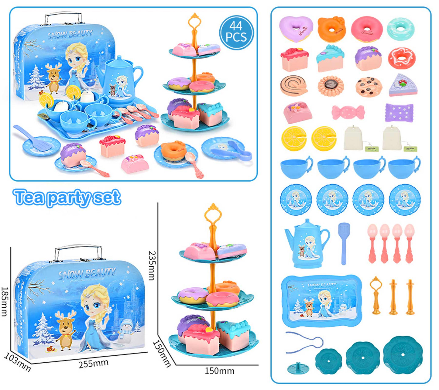 Amplov 44-Piece Princess Tea Party Set for Girls Ages 3-6 Years