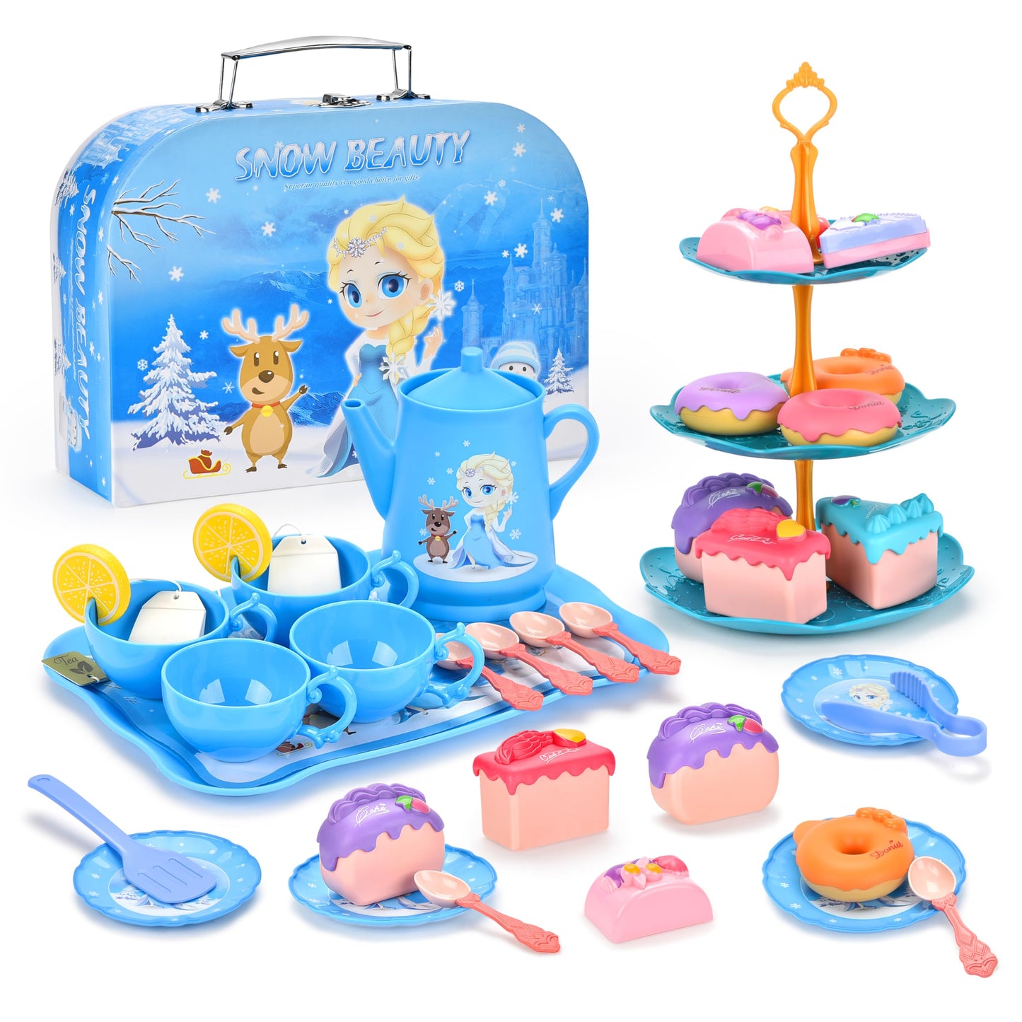 Amplov 44-Piece Princess Tea Party Set for Girls Ages 3-6 Years